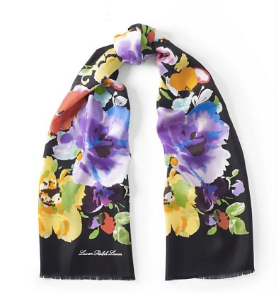 LAUREN RALPH LAUREN, Ralph Lauren, Oblong Silk Print Scarf, print scarf, oblong scarf, floral scarf, floral print silk scarf, floral print scarf